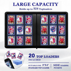 Top Loader Binder – Holds 324 Cards ,9-Pocket Side-Loading Card Binder Ringless