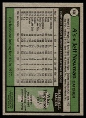 1979 Topps Jeff Newman Oakland Athletics #604