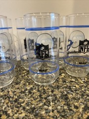 Seattle Seahawks NFL Mobil Gas Promotional 5 5/8 Inches Glasses Lot Of 9 Vintage