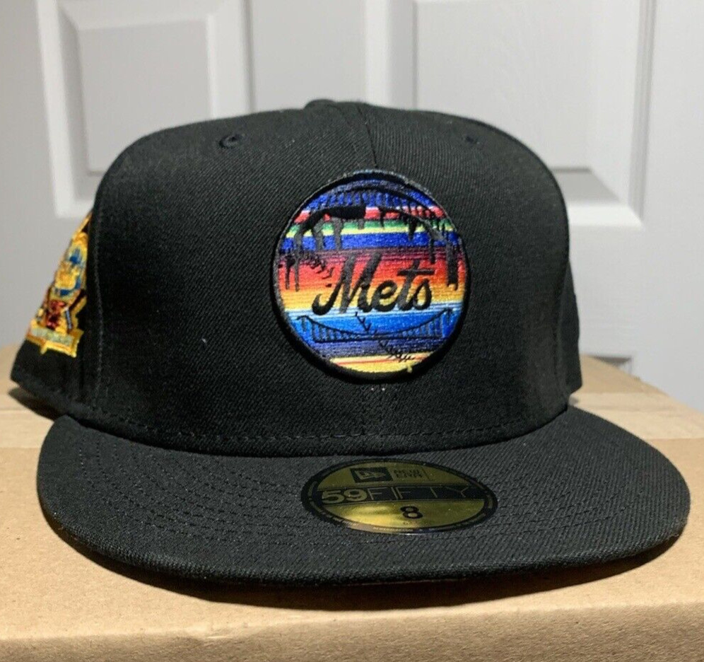 NEW YORK METS NEW ERA 59FIFTY WOVEN BLANKET FITTED HAT 25TH ANNIVERSARY HAT SZ 8
