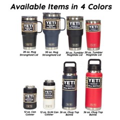 OKLAHOMA SOONERS YETI Laser Engraved Tumblers, Can Colsters, and Chug Bottles