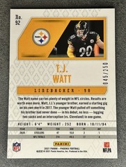 T.J. Watt 2021 Panini Phoenix Red /250 Steelers #92