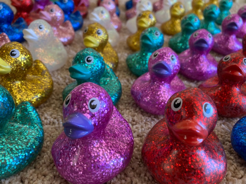 2&Prime; Inch Vinyl Glitter Rubber Ducks: RED GOLD BLUE PINK PURPLE and MORE!!!