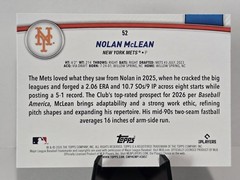 2026 Topps Flagship Collection Nolan Mclean #52 Green /99 (RC)