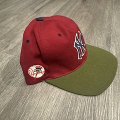 Rare American Needle Vintage Yankees NY Red Green 100% Wool Hat Clean