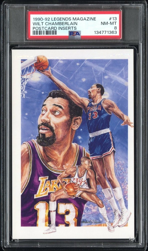 1990-92 Legends Magazine Postcard #13 Wilt Chamberlain HOF Hand Cut PSA 8 NM-MT
