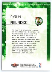 2002-03 Fleer Box Score – Dish & Swish Paul Pierce #17D+S