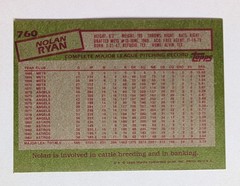 1985 Topps- Nolan Ryan #760- Houston Astros- NM