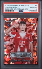 Lennart Karl Topps Chrome Sapphire Selections Red/5 RC GEM MINT PSA 10