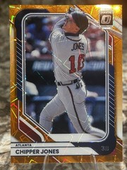 Chipper Jones 2-Card Lot 2026 Donruss Optic #85 Orange & Blue Velocity Prizms