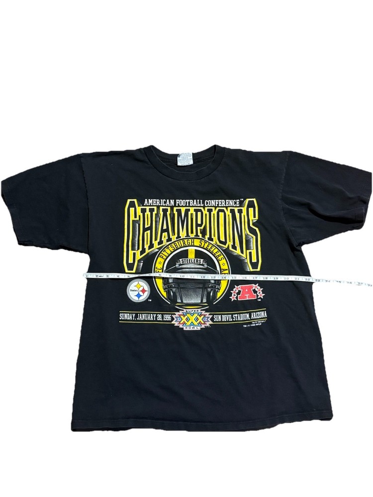 Size XL Black and yellow 1996 Pittsburgh Steelers AFC Champions T-shirt
