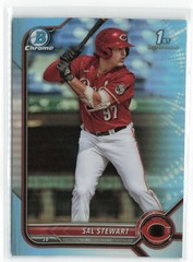 2022 BOWMAN DRAFT CHROME SKY BLUE REFRACTOR SAL STEWART CINCINNATI REDS #BDC-122