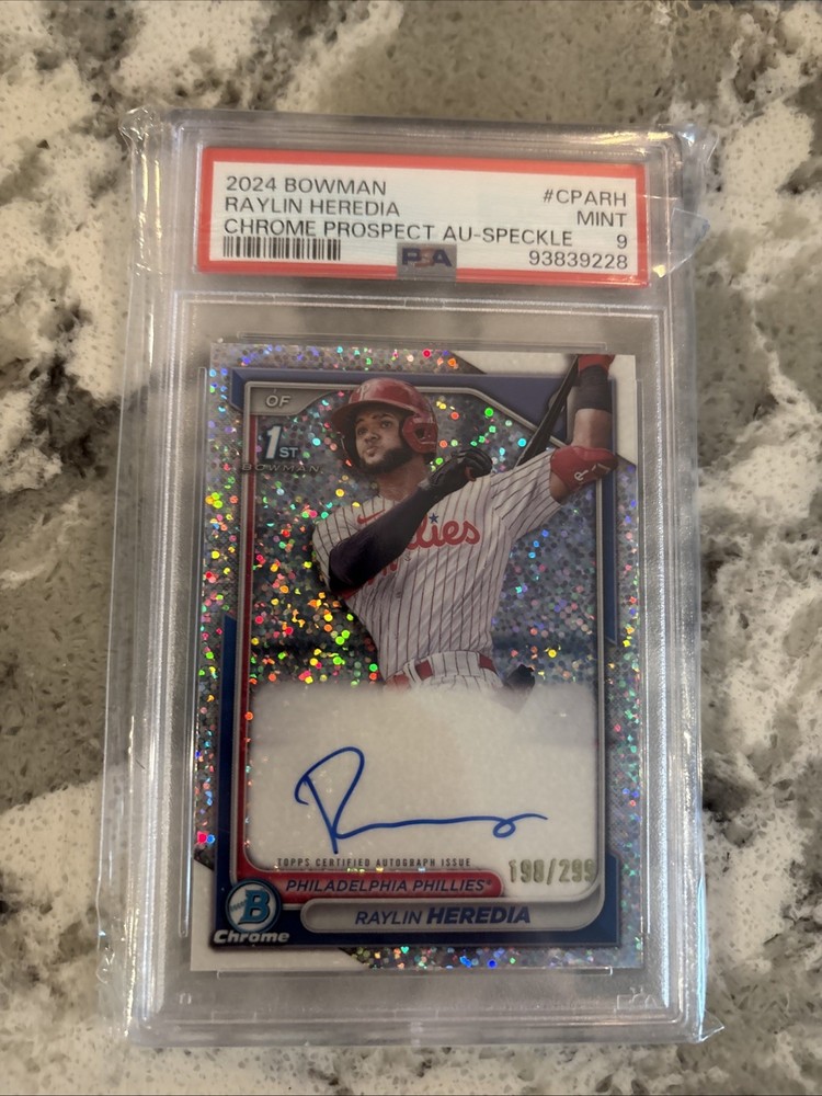 2024 Bowman Chrome RAYLIN HEREDIA Speckle Refractor Auto /299 1st CPA-RH PSA 9
