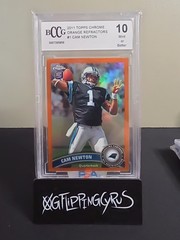2011 Topps Chrome Orange Refractor #1 Cam Newton Panthers RC Rookie BCCG 10