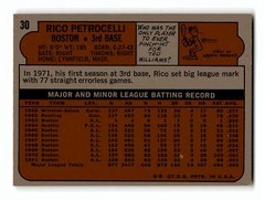 Rico Petrocelli 1972 Topps #30 Boston Red Sox EX-MINT