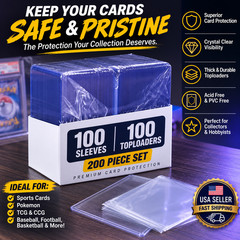 100/200/500/1000/2000CT 3&Prime;x4&Prime; toploaders w/ sleeves Fits Pokemon, Magic, Sports