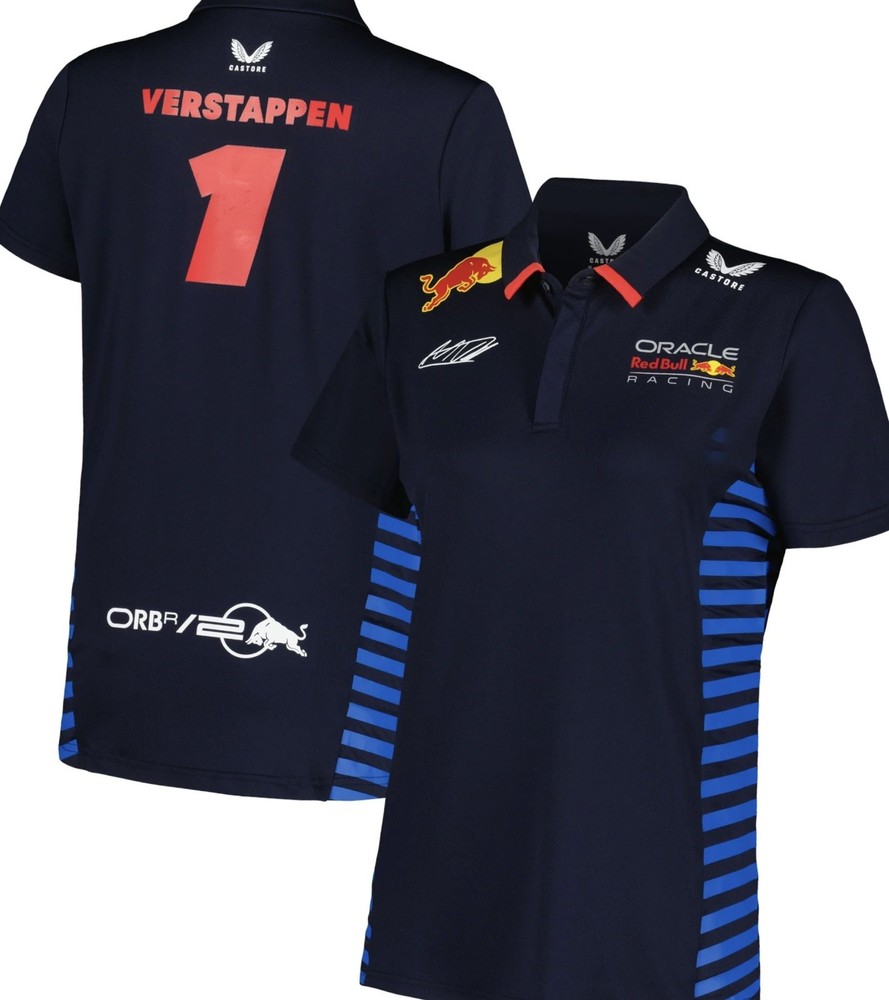 Max Verstappen Red Bull Racing Woman’s Team Polo-Navy Size Small FREE SHIPPING