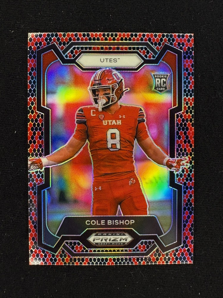 2024 Panini Draft Picks Cole Bishop Rookie Red Black Snake Skin Case Hit #179