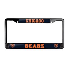 Chicago Bears NFL 3D Polyurethane Domed 2-Hole Black Metal License Plate Frame