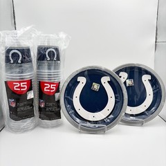 Indianapolis Colts Sunday Tailgate Party Pack Paper Plates and Plastic Cups