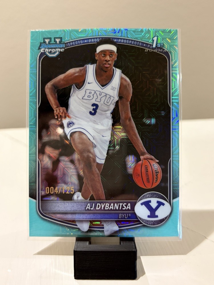 Bowman Chrome 2025 Prospects 1st Bowman AJ Dybantsa Aqua Mojo /125 BYU BCP-1