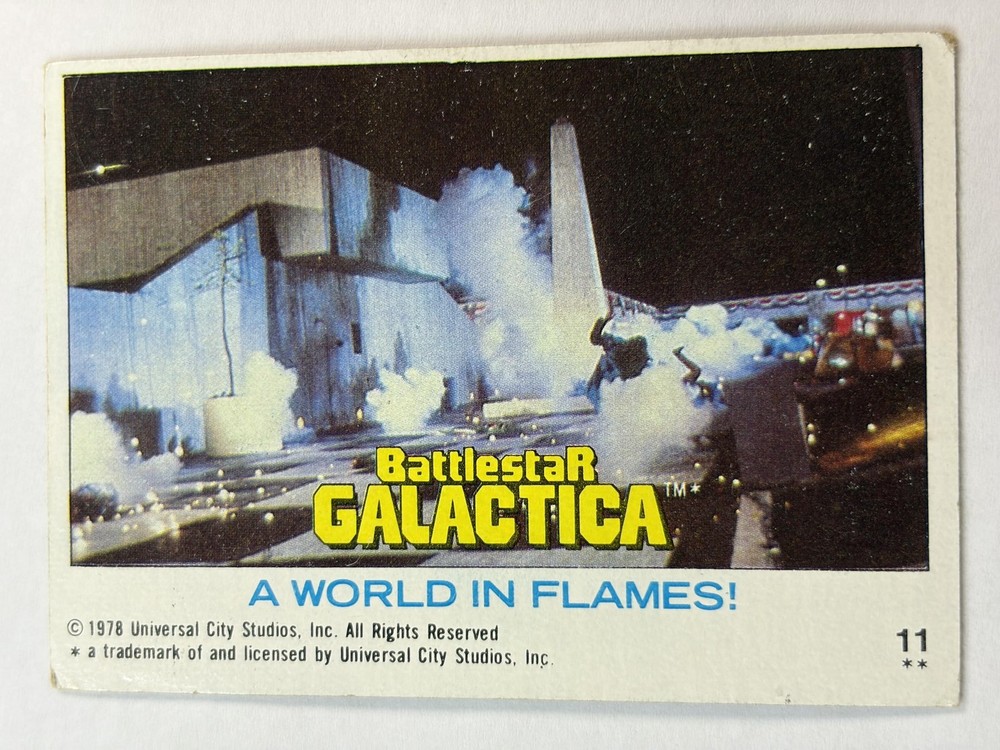 Vintage 1978 Ty A WORLD IN FLAMES! Battlestar GALACTICA Card #11 EX Non-Sport