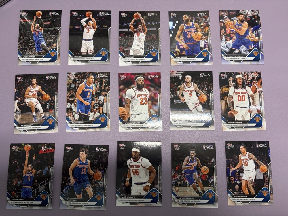 2025-26 Topps Now New York Knicks Championship Set – 15 Card Team Set Toploaded