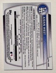 2025 Bowman Draft Aidan West Chrome Prospects 1’st Auto Los Angeles Dodgers