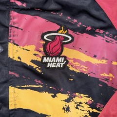Miami Heat Jacket Mens Large Black Red NBA Basketball Varsity Zipway Snap Button