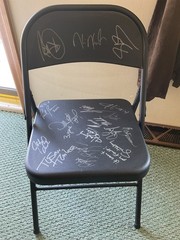 PROFESSIONAL WRESTLING MULTI SIGNED STEEL FOLDING CHAIR – H. Race, Brett Hart +