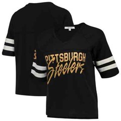 Junk Food Womens Pittsburgh Steelers Half-Sleeve V-Neck Shirt NWT XXS-2XL