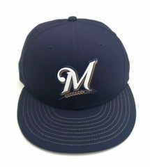 New Era Milwaukee Brewers 5950 OF 2018 Prolight BP Fit Hat Navy SZ 6 7/8, 8 1/4
