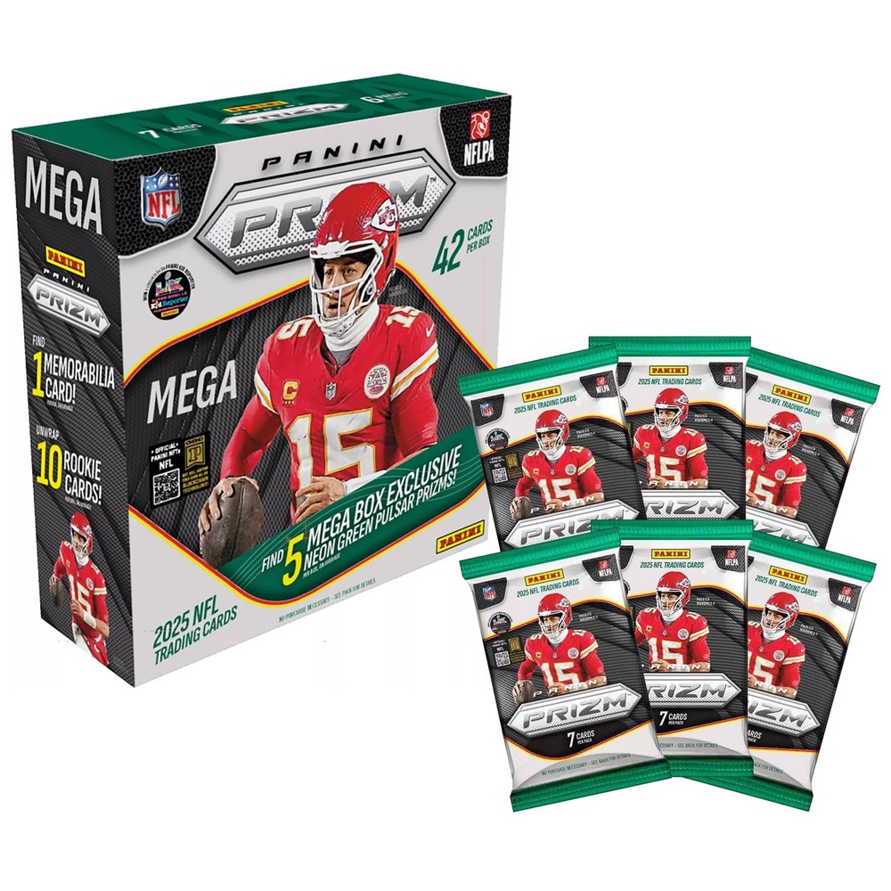 NFL 2025 Panini Prizim Football Sealed Mega Box | 6 Packs