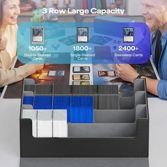 1800+ Sleeved Trading Card Storage Box with 10 Dividers & 3 Shelves Black & Grey