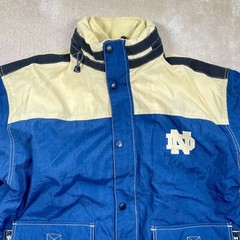 [XL] VTG CHAMPION NOTRE DAME BOMBER DOUBLED LAYER IRISH JACKET BLUE Spell Out