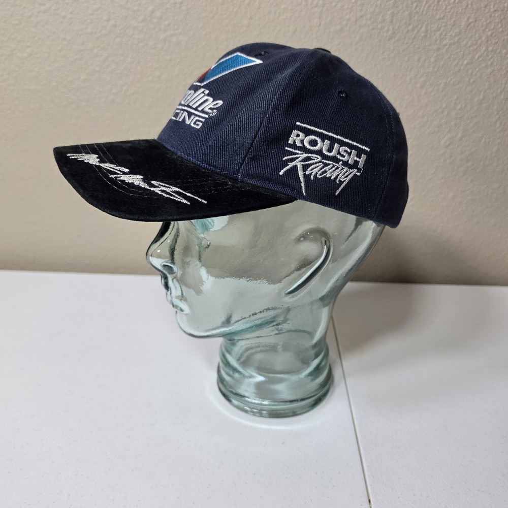 Vintage 90s Mark Martin #6 Valvoline Roush Racing Hat Leather Strapback Cap VTG