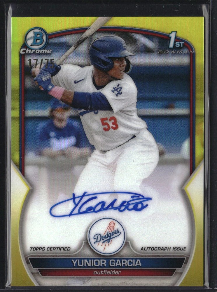 2023 Bowman Chrome Yunior Garcia Autographs Yellow Refractor 17/75 #CPA-YG