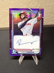 2024 Bowman Chrome 1st Raylin Heredia Purple Refractor Auto #001/250 Phillies
