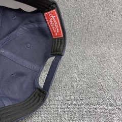 American Needle Premier Group Navy Blue Blank Snapback Hat Flat Brim Gray Under