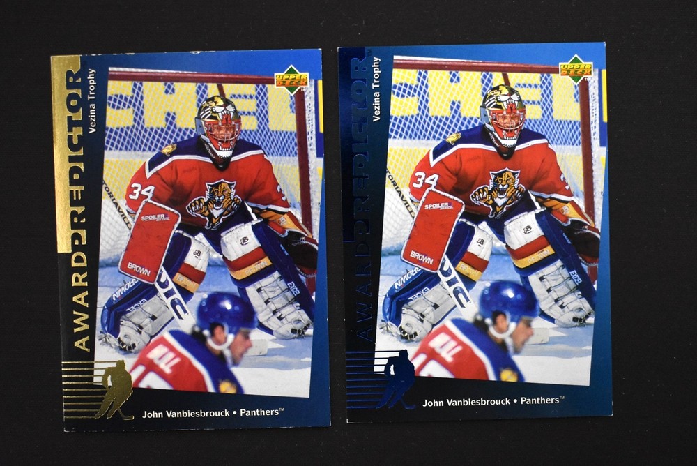 Lot (2) John Vanbiesbrouck 1994-95 UD Predictor Hobby Blue & Prizes Gold #H32