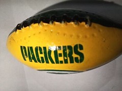 Miniture Vintage Green Bay Packers Football Featuring With Black Stitching