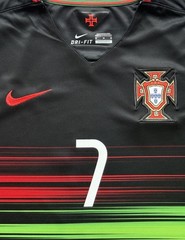 2015 Portugal Away Jersey #7 Ronaldo Medium Soccer CR7 Vintage Black Kit