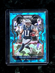 2020 Panini Prizm Julian Edelman 39/99 Blue Cracked Ice New England Patriots #22