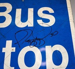 Pittsburgh Steelers JEROME BETTIS Autographed Port Authority Bus Stop Sign PSA