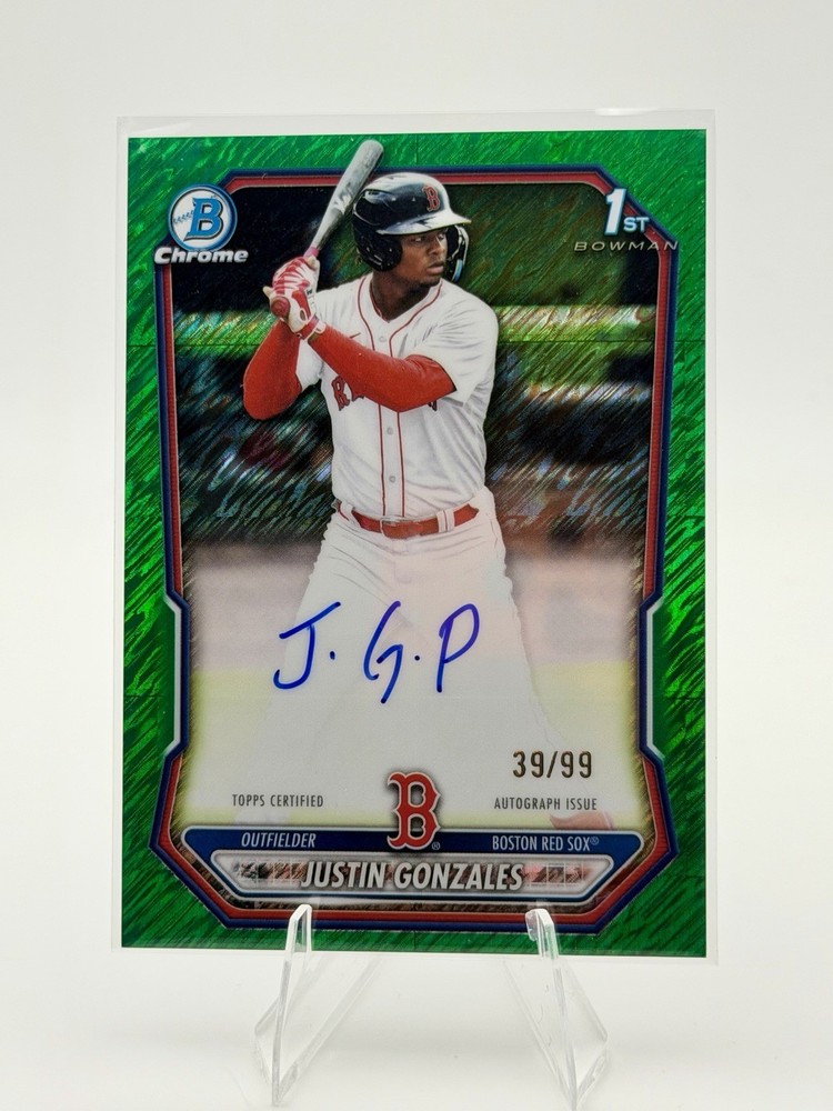 2026 Bowman Chrome #CPA-JG Justin Gonzales Green Shimmer Auto /99 Boston Red Sox