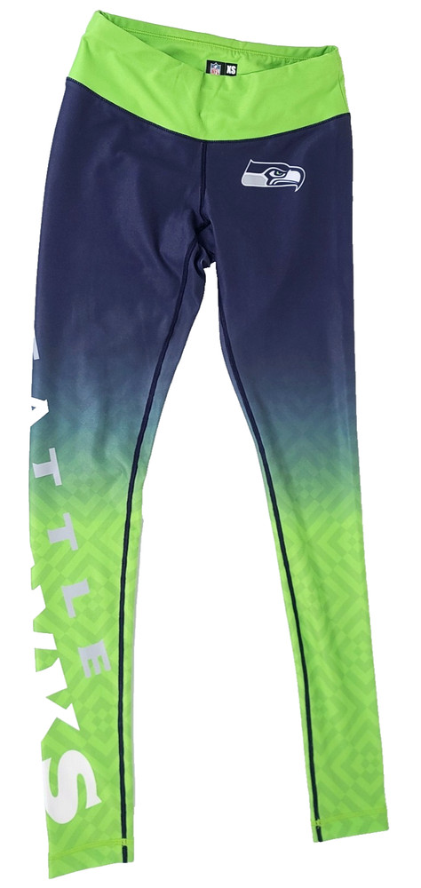 Seahawks Leggings Seattle Womens XS Green Blue Spellout NFL Football Sports