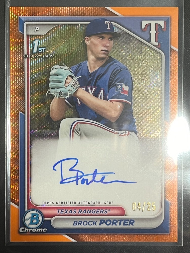 Brock Porter Auto Orange Wave Refractor /25 #CPA-BP 2024 Bowman Chrome 1st