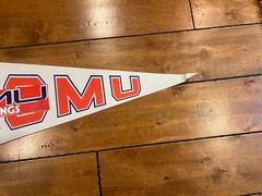 SMU MUSTANGS FOOTBALL PENNANT SET PIN BUMPER STICKER BUTTON FULL SIZE 30&Prime;