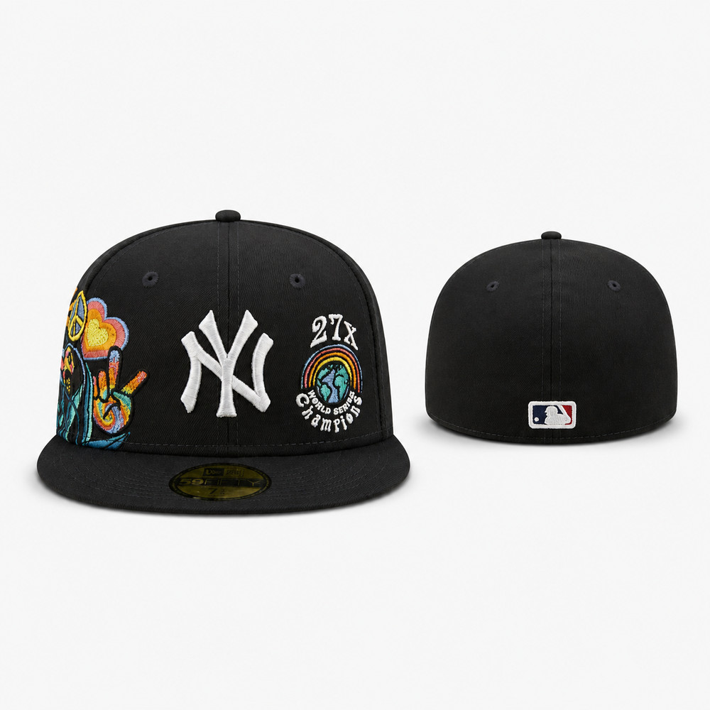 New Era New York Yankees Groovy 59FIFTY Fitted Hat Black Blue Undervisor