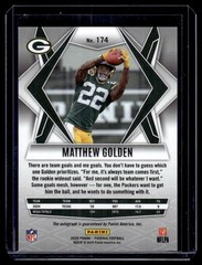 2025 Panini Phoenix Rookies Hyper Autographs Matthew Golden Rookie Auto Green